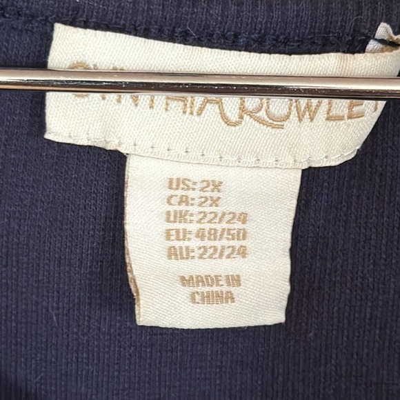 Cynthia Rowley linen/knit shift plus size 2X navy blue - Picture 3 of 4